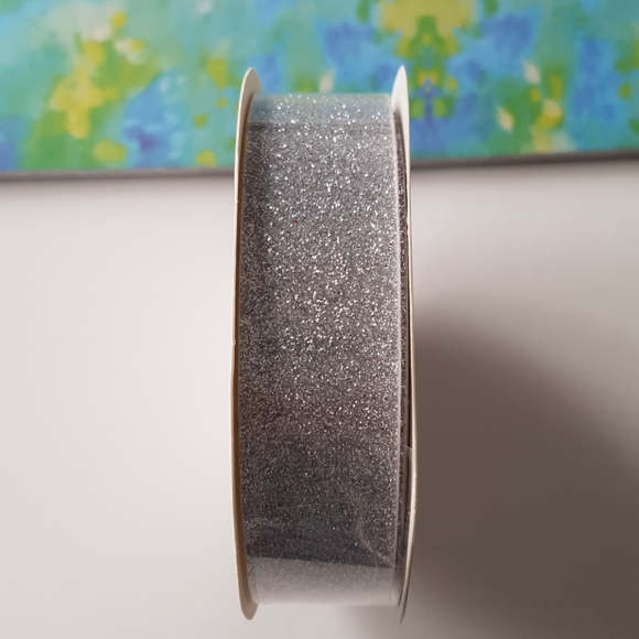 Silver Glitter Ribbon Tape - Picture 1 of 3